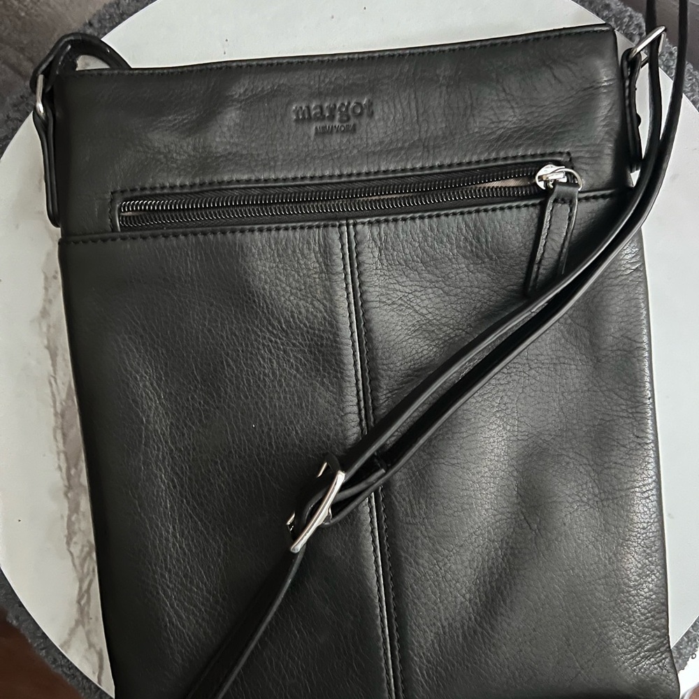 Margot Black Leather Crossbody Bag